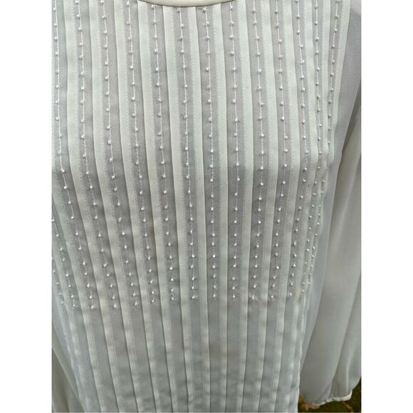 Liz Claiborne Front Pleated Back Button Ling Sleeve Off White Blouse Sz. 16 - Picture 11 of 13